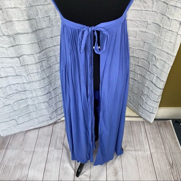 Lulus plunging scoopneck halter maxi wrap dress with tie and open back slit XS - Picture 5 of 8
